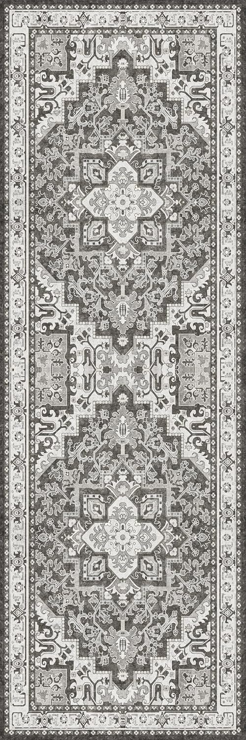 Washable Runner Rug 2x6 | Non Slip Rug Runners for Hallways, Entryways, Kitchens, Bathrooms, Bedrooms | Ultra-Soft Flannel Carpet Runners with Rubber Backing (Dark Taupe, 2x6)