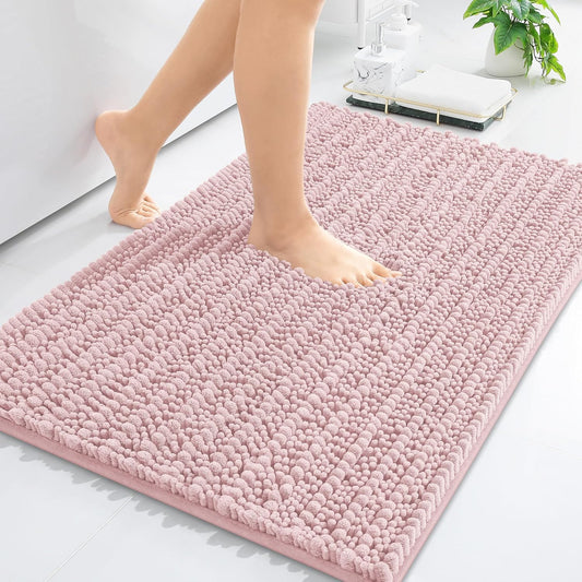 Arotive Luxury Chenille Bathroom Rug Mat, Extra Soft Thick Absorbent Shaggy Bath Rugs, Non-Slip Machine Wash Dry, Plush Bath Mats for Bathroom, Shower and Tub, 30x20, Dirty Pink