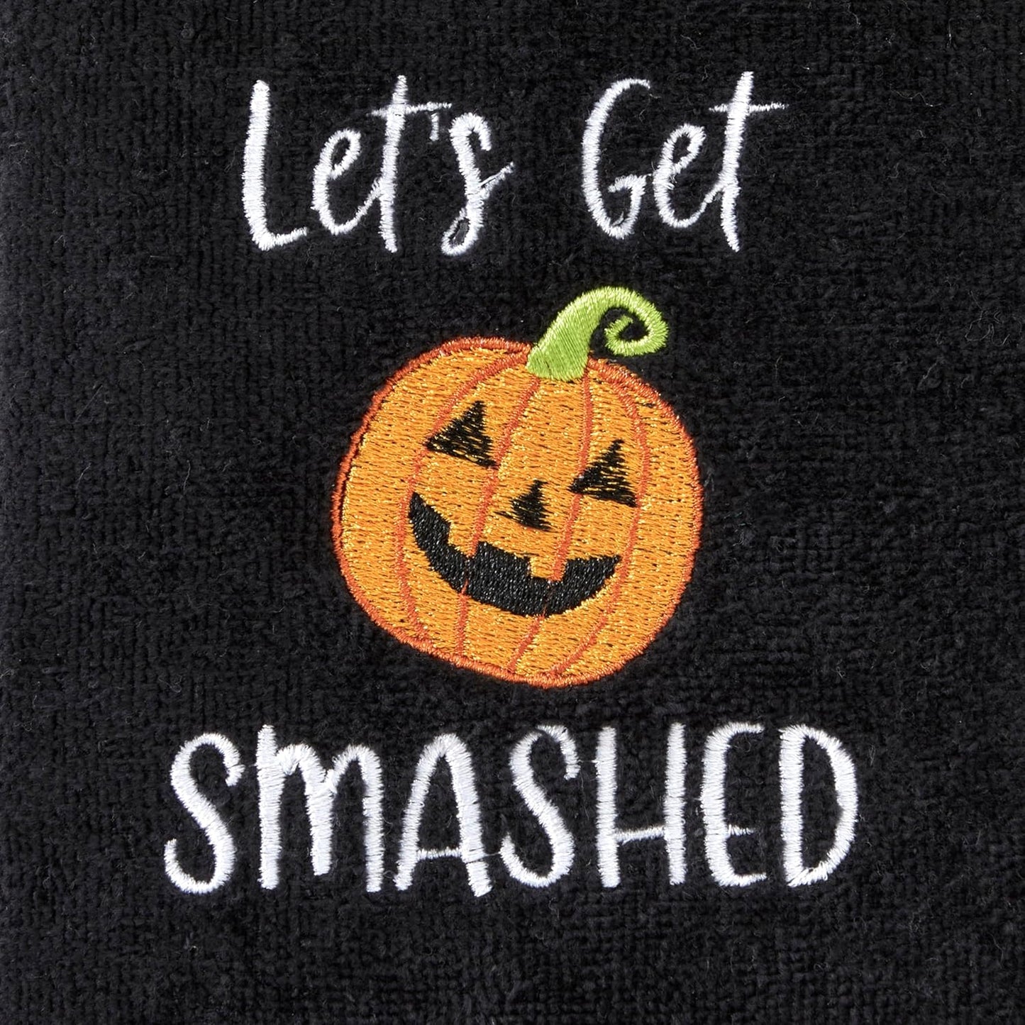 SKL Home Halloween Let's Get Smashed 100% Cotton Embroidered 2pc Hand Towel Set, Decorative for Bath/Kitchen/Bar & Gift, Black