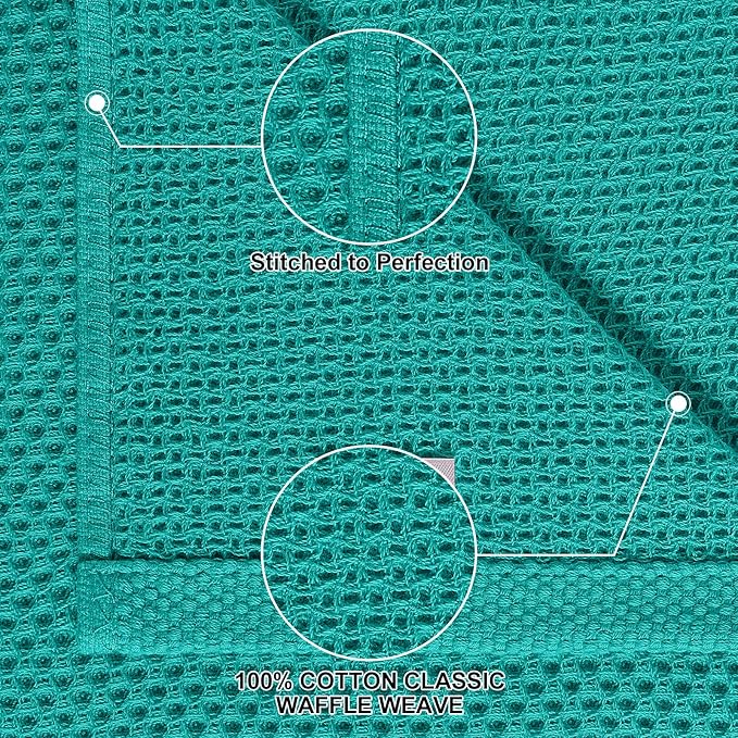 Homaxy 100% Cotton Kitchen Towels and Dishcloths Set, 12 x 12 Inches and 13 x 28 Inches, Set of 8 Bulk Kitchen Towels Set, Ultra Soft Absorbent Dish Cloths for Washing Dishes, Teal