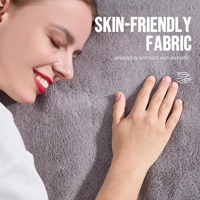 Hobestluk 6ft Bean Bag Chairs for Adults Large Beanbag Chair with Plush Faux Fur Cover Big Bean Bag Chair for Living Room Bedroom Dorm Office - Grey (70" x 70" x 15")