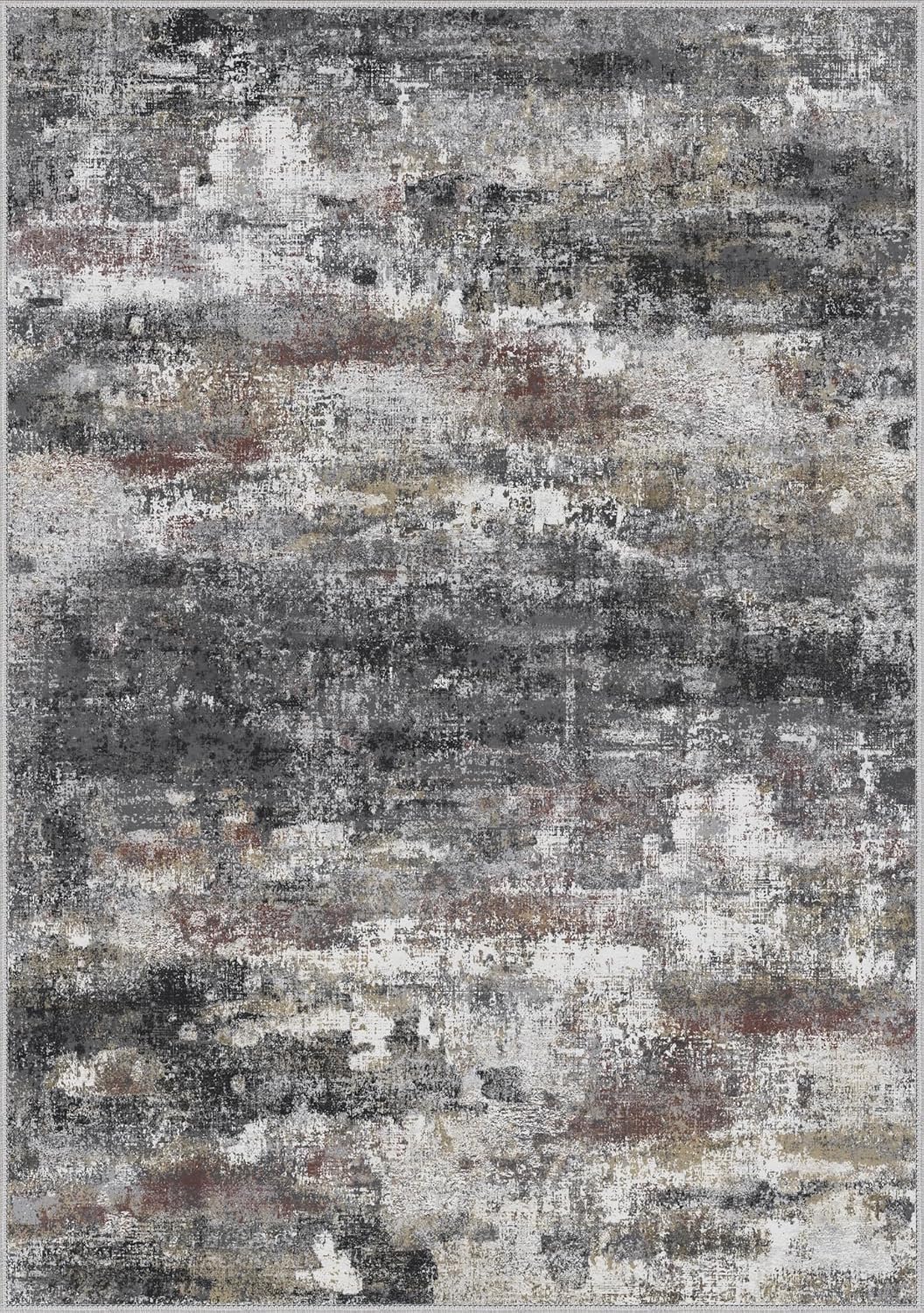 Area Rugs 3x5 for Living Room Bedroom, Modern Abstract Machine Washable Soft Dark Gray Rug, Floor Carpet with Non Slip Backing for Dining Room