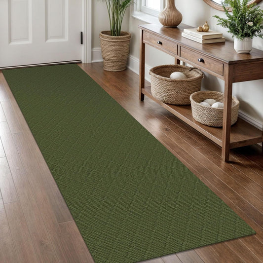 KOZYFLY Runner Rug 2x8 Ft Washable Runners for Hallways Non Slip Rubber Backed Kitchen Runners, Braided Cotton Entryway Runner Indoor, Floor Carpet for Hallway Kitchen Entryway, Dark Green
