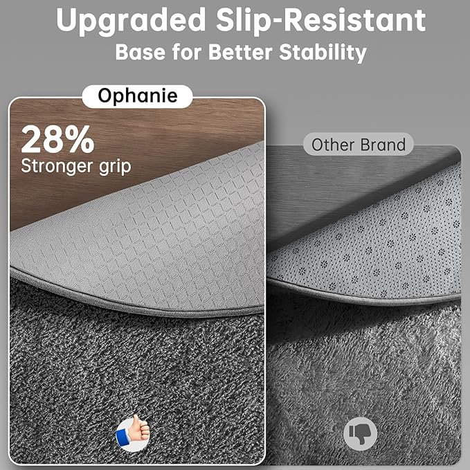 Ophanie Round Rugs 5Ft Grey Circle Area Rug, Fluffy Fuzzy Bedroom Carpet, Plush Soft Shaggy Indoor Floor Gray Living Room Rugs for Kids Home Decor Aesthetic, Nursery