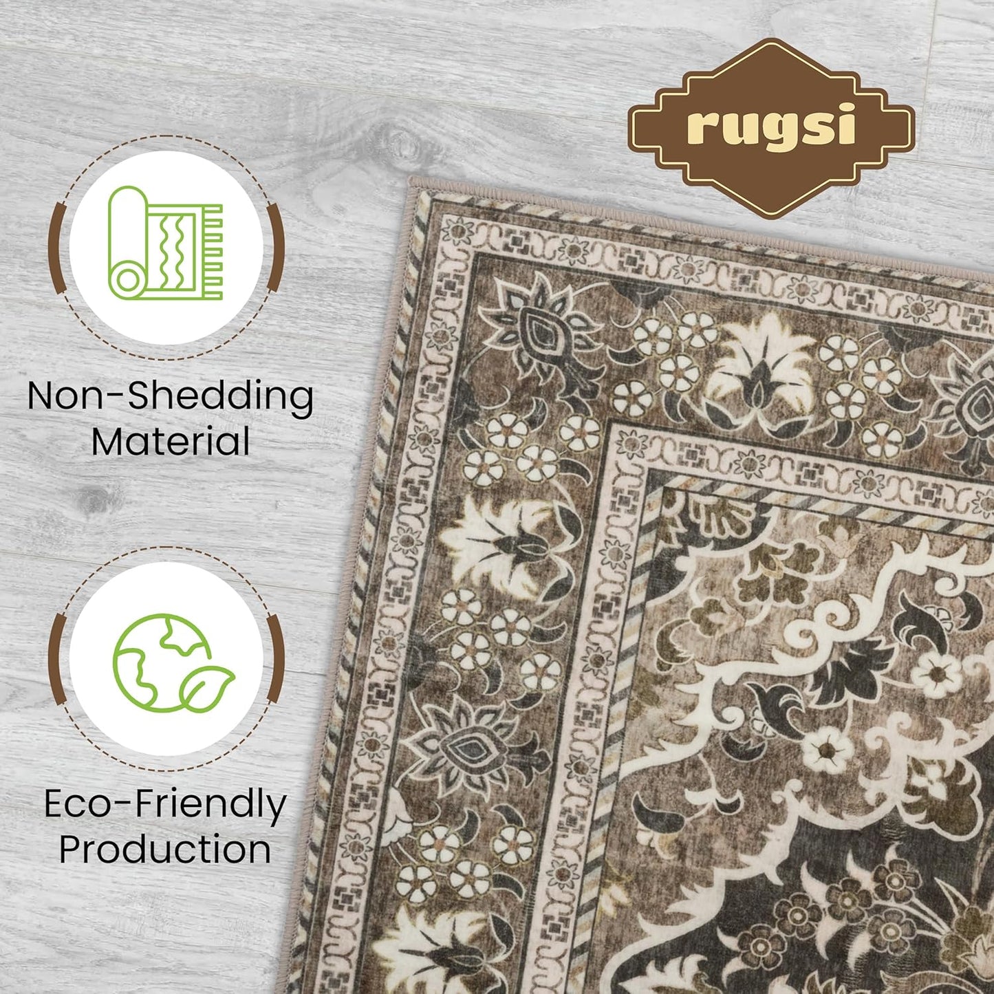 Washable Runner Rug 2.5x10 | Non Slip Rug Runners for Hallways, Entryways, Kitchens, Bathrooms, Bedrooms | Ultra-Soft Flannel Carpet Runners with Rubber Backing (Black Brown, 2.5x10)