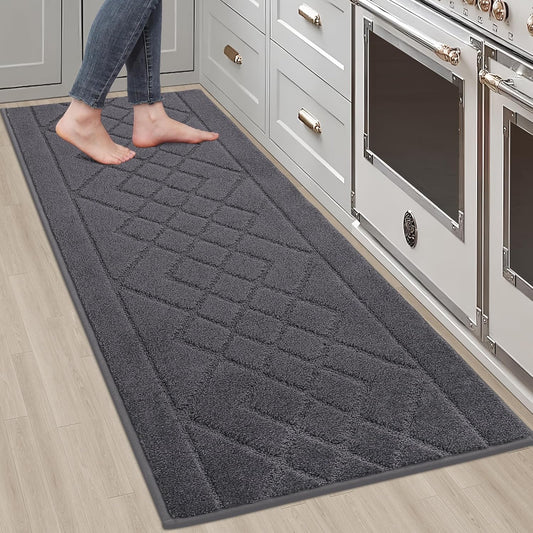 BEQHAUSE Kitchen Rugs Non Slip Washable Kitchen Mats for Floor Soft Kitchen Runner Absorbent Rugs for Kitchen,Sink & Laundry, 20”x59”, Dark Grey