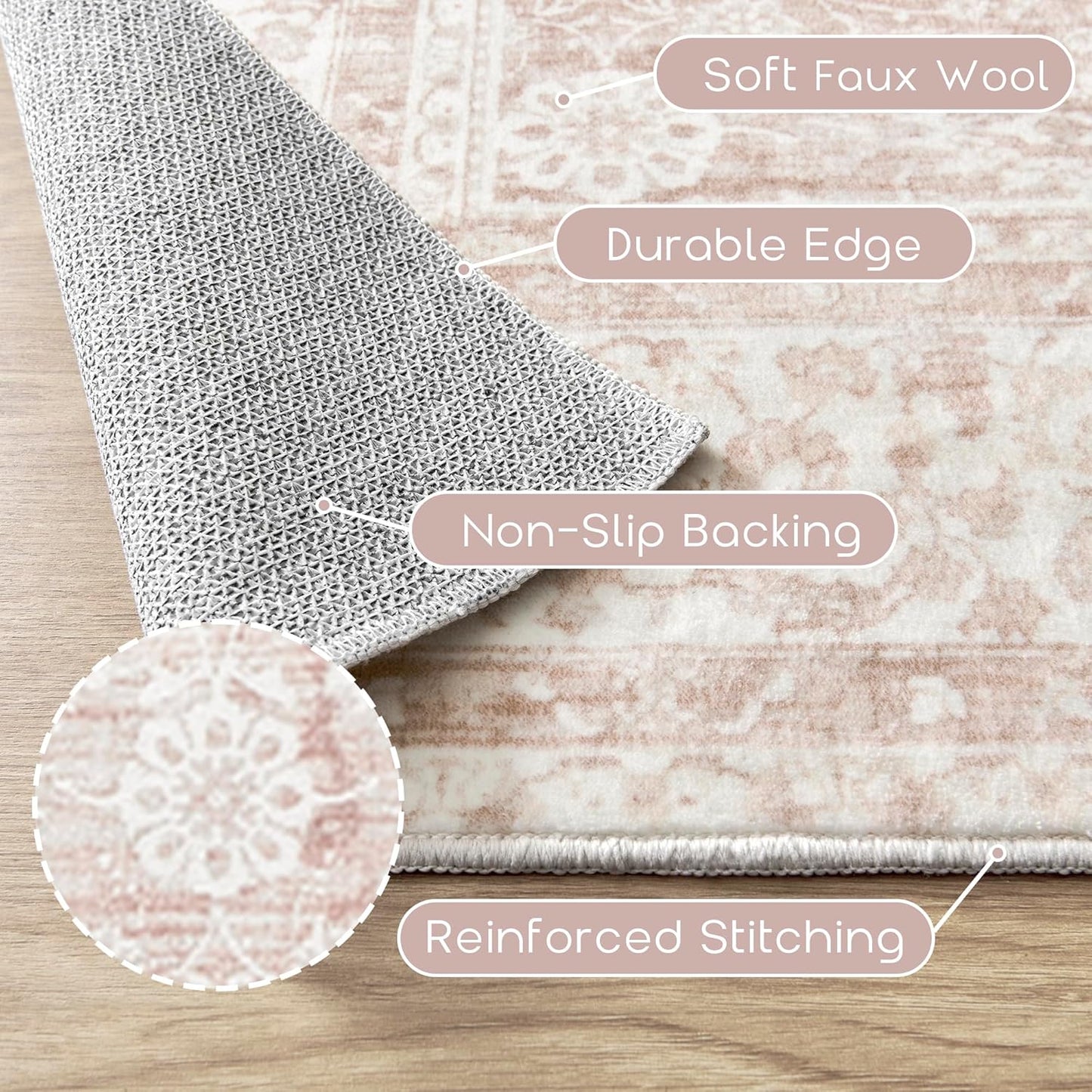 Small Throw Rug for Bedreoom 2x3 Washable Boho Aesthetic Pink Floral Non Slip Cute Area Rug for Side of Bed Teen Girls Room Kitchen Bathroom