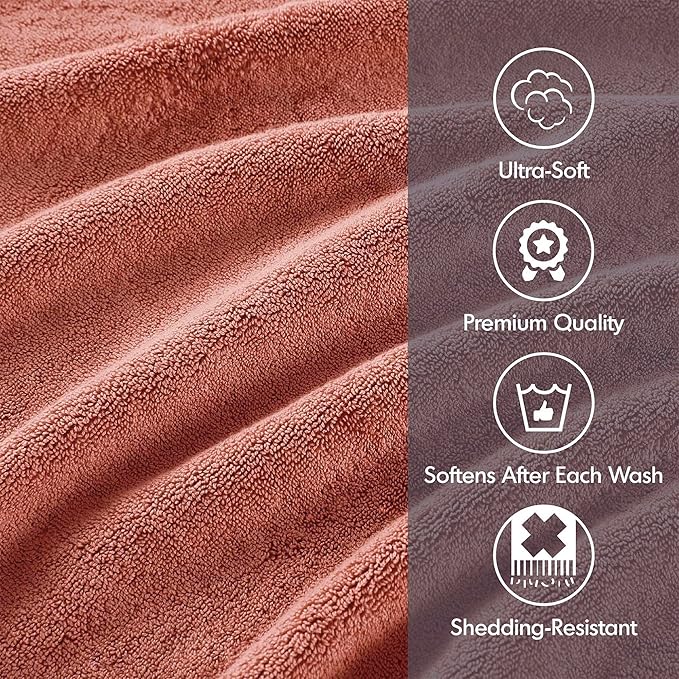 Madison Park 800GSM Bathroom Towel Set of 8 100% Cotton Bath Towel Set for Bathroom Luxurious Highly Absorbent 2 Bath Towels 2 Hand Towels 4 Washcloths Quick Dry Spa Quality Coral