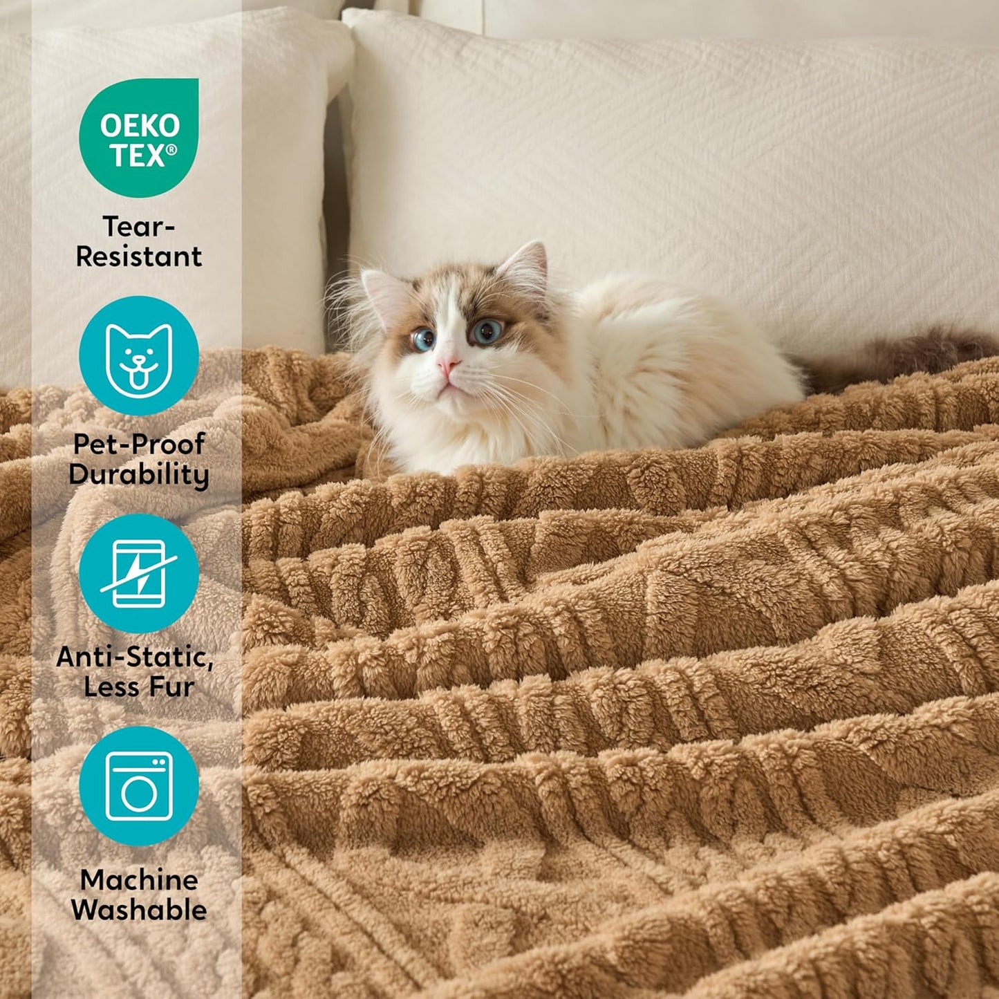 Joiedomi Throw Blanket for Couch, Soft Brown Fleece Blankets Gifts for Women Mom Girls, 280GSM Cozy Cute Soft Throw Home Room Decor Aesthetic Gifts 50x60 Inches