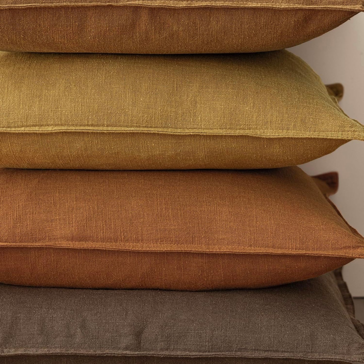 Foindtower Pack of 2, Decorative Linen Soild Throw Pillow Covers Soft Accent Lumbar Cushion Case Farmhouse Pillowcase for Chair Couch Sofa Bedroom Living Room Home Decor 12 x 20 Inch Autumn Orange