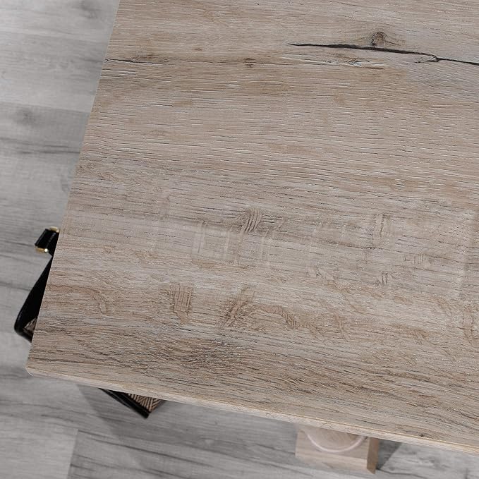 Sauder Palladia Computer Desk with Drawers, Home Office Desk with File Cabinet Storage Drawer, Cable Management, Keyboard Tray, in Split Oak Finish