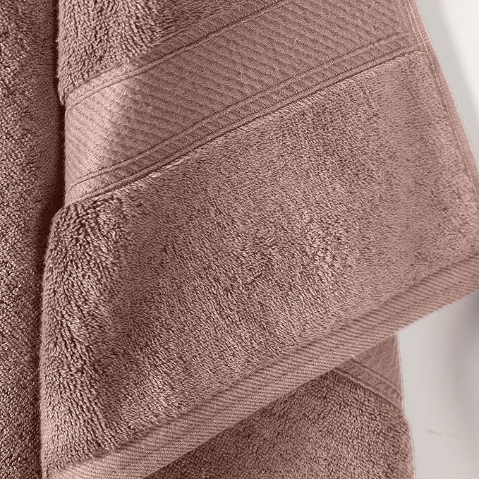 Superior Egyptian Cotton Pile Bath Towels, Ultra Soft Luxury Towel, Thick Plush Essentials, Absorbent Heavyweight, Guest Bath, Hotel, Resort, Spa, Pool, Bathroom, Shower Basics, Set of 2, Muted Mauve