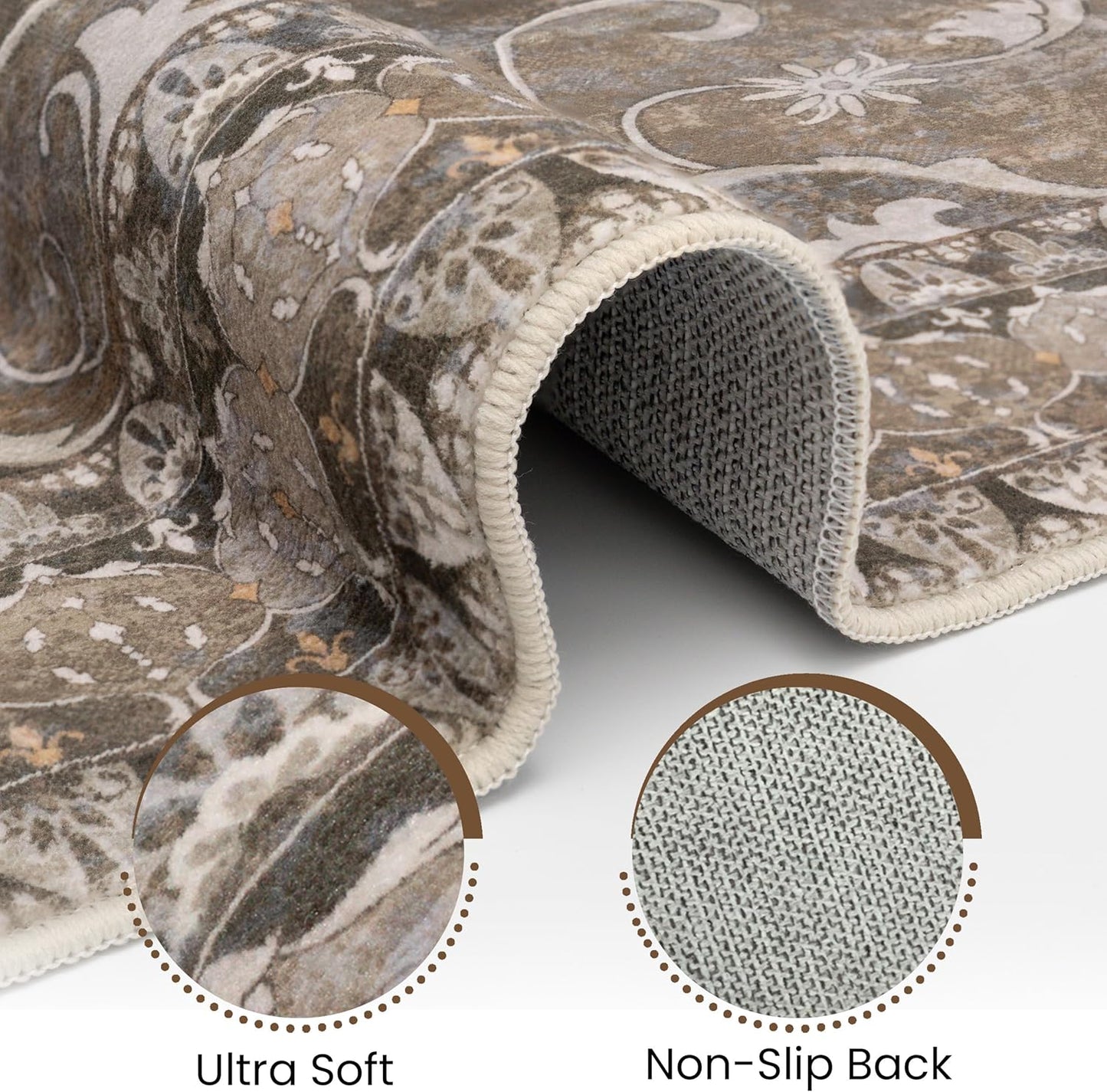 Washable Area Rug 6x9 | Non Slip Area Rug for Living Room, Bedrooms, Dining Room | Ultra-Soft Flannel Carpet Area with Rubber Backing (Dark Sage, 6x9)