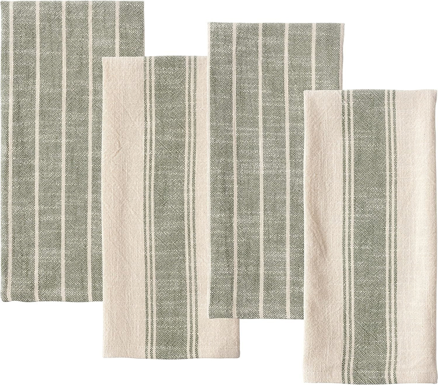 KAF Home Natural Rustic Farmhouse Slubbed Kitchen Towel | 100% Cotton Dish Towel, 18 x 28 Inches | Soft and Absorbent (Olive, Set of 4)