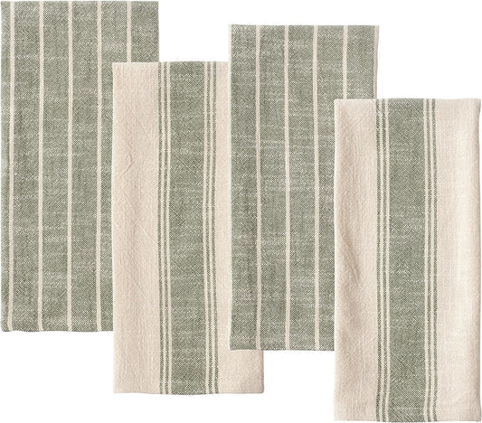 KAF Home Natural Rustic Farmhouse Slubbed Kitchen Towel | 100% Cotton Dish Towel, 18 x 28 Inches | Soft and Absorbent (Olive, Set of 4)
