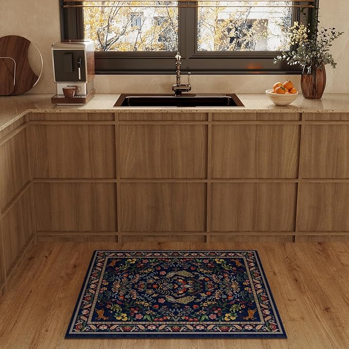 Entryway Rug 2x3 Rug Door Mat Indoor Entrance Washable Rug Small Non-Slip Low Pile Throw Rugs for Entryway, Kitchen, Front Door Indoor Entrance, Entry(Blue)