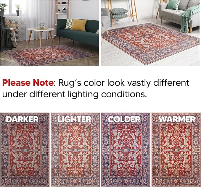 Keen Home Design 2x12 Rug - Machine Washable Runner Rug with Non-Slip Backing, Ideal for Hallway, Entryway, Kitchen, Laundry Room - Vintage, Easy Clean, Durable, Low Pile - (2'6" x 12')