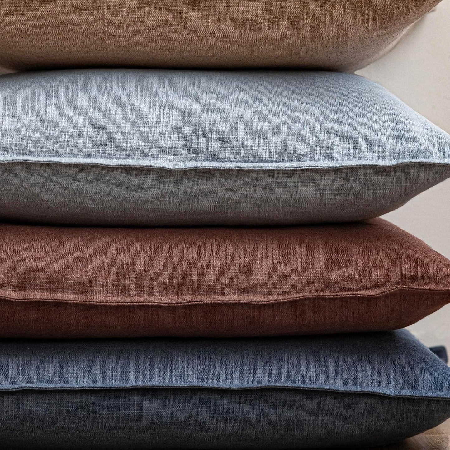 Foindtower Pack of 2, Decorative Linen Soild Throw Pillow Covers Soft Accent Euro Cushion Case Boho Farmhouse Pillowcase for Chair Couch Sofa Bedroom Living Room Home Decor 22 x 22 Inch Sky Blue