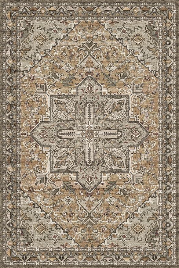 Washable Entryway Rug 2x3 | Non Slip Rug Runners for Hallways, Entryways, Kitchens, Bathrooms, Bedrooms | Ultra-Soft Flannel Carpet Kitchen Rug with Rubber Backing (Light Sage Brown, 2x3)