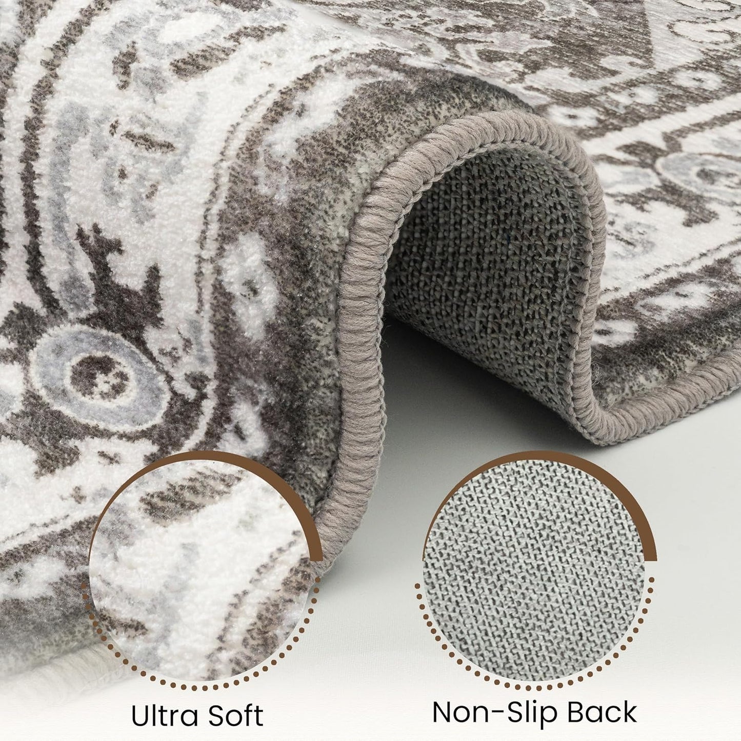 Washable Runner Rug 2.5x8 | Non Slip Rug Runners for Hallways, Entryways, Kitchens, Bathrooms, Bedrooms | Ultra-Soft Flannel Carpet Runners with Rubber Backing (Dark Taupe, 2.5x8)