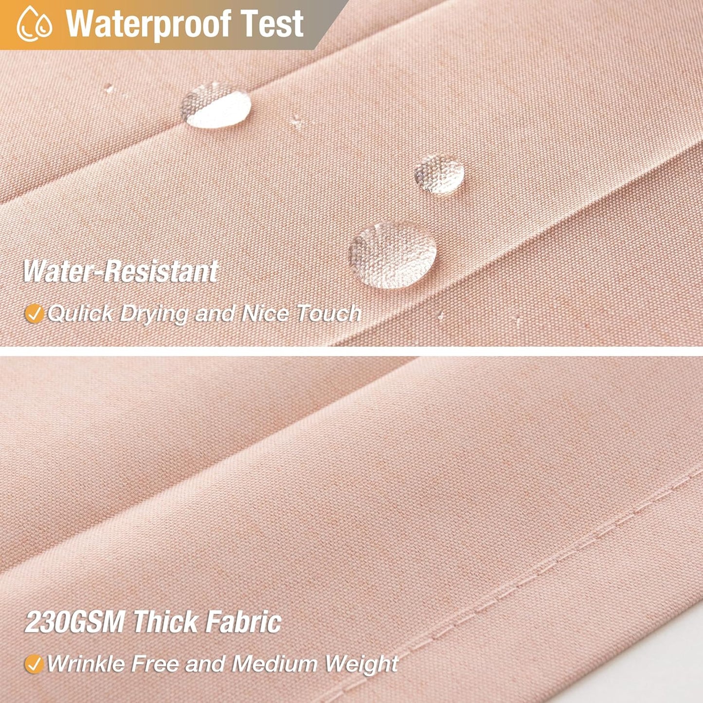 Jubilantex Folding Linen Shower Curtain for Bathroom Pink Waterproof Shower Curtain 1 Panel with 14 Metal Grommets and 1 Tie Back for Hotel,70"x70"