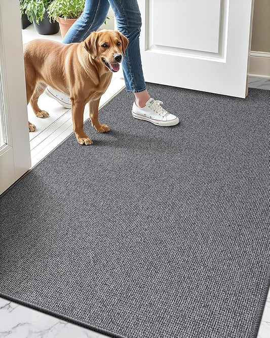LUMI Indoor Door Mat 36"x59", Ultra Thin Low Profile Non-Slip Doormat for Home Entrance, Absorbent & Stain-Resistant Welcome Mats, Washable Entryway Mat for Front Door, Patio, Porch, Grey