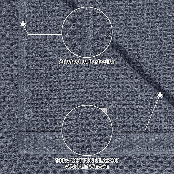 Homaxy 100% Cotton Kitchen Towels and Dishcloths Set, 12 x 12 Inches and 13 x 28 Inches, Set of 10 Bulk Kitchen Towels Set, Ultra Soft Absorbent Dish Cloths for Washing Dishes, Dark Grey