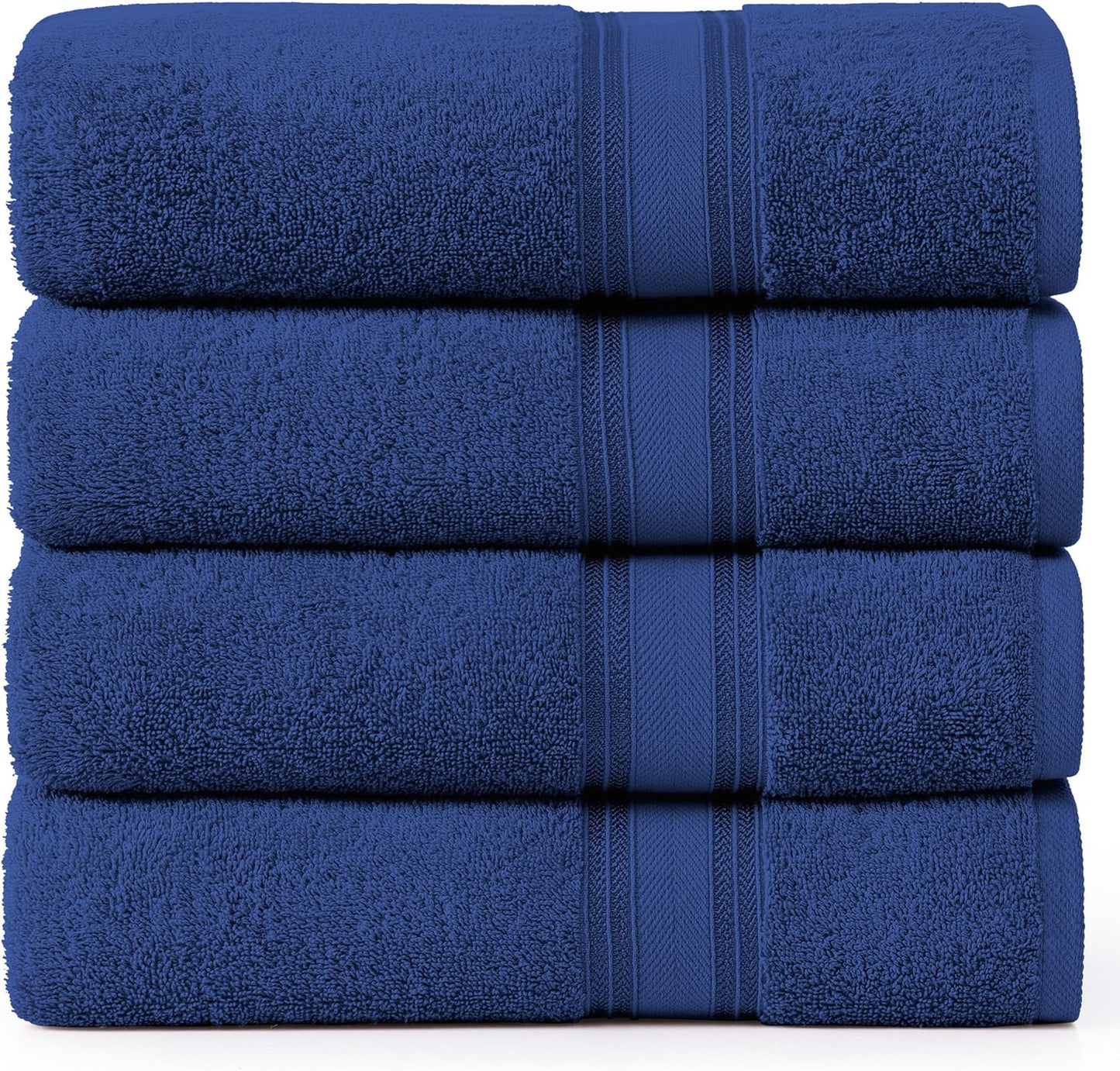 LANE LINEN 100% Cotton 4 Pack Bath Towels (30"x60") - Zero Twist, Mercerized Cotton Towels Set for Bathroom - Quick Dry, Soft & Absorbent Large Bath Towel Set - Dorm Essentials for Boys - Navy Blue
