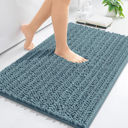 Arotive Luxury Chenille Bathroom Rug Mat, Extra Soft Thick Absorbent Shaggy Bath Rugs, Non-Slip Machine Wash Dry, Plush Bath Mats for Bathroom, Shower and Tub, 30x17, Smoky Gray