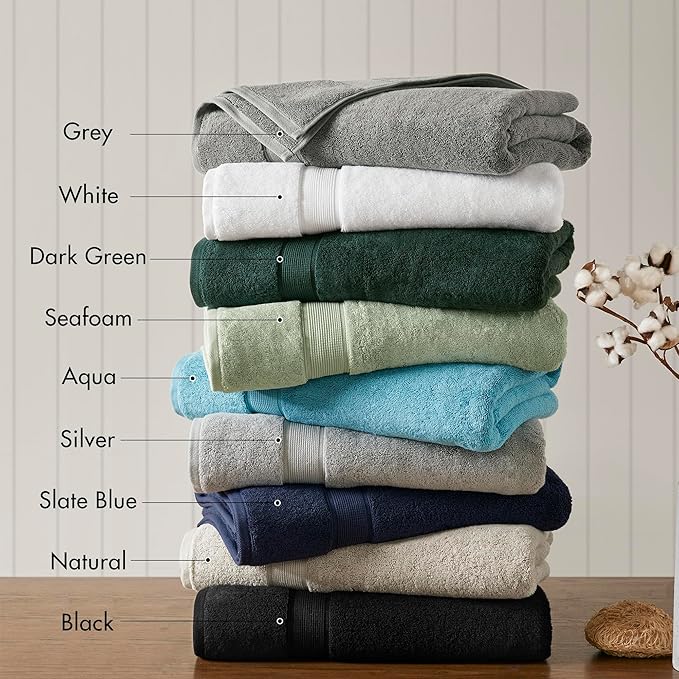 Madison Park 800GSM Bath Sheet Towel Oversized 34" x 68" 2 Pack 100% Cotton Bath Towel Set Highly Absorbent Hotel Spa Quality for Bathroom, Seafoam