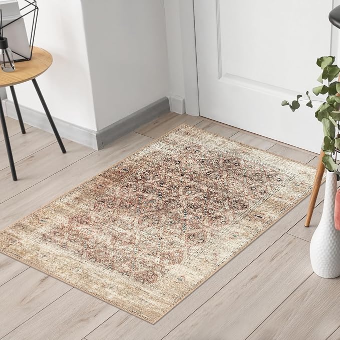 Keen Home Design 2x3 Rug - Machine Washable Entry Rug with Non-Slip Backing, Ideal for Enteryway, Kitchen, Bathroom, Laundry Room - Vintage, Easy Clean, Durable, Low Pile - (2' x 3')