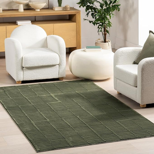 nuLOOM 9' x 12' Indoor Area Rug, 100% Recycled PET, Machine Washable, Oeko-TEX Certified, Medium Pile, Pet-Friendly, Kailani Geometric Green