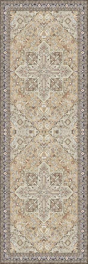 Washable Runner Rug 2x6 | Non Slip Rug Runners for Hallways, Entryways, Kitchens, Bathrooms, Bedrooms | Ultra-Soft Flannel Carpet Runners with Rubber Backing (Olive Brown, 2x6)