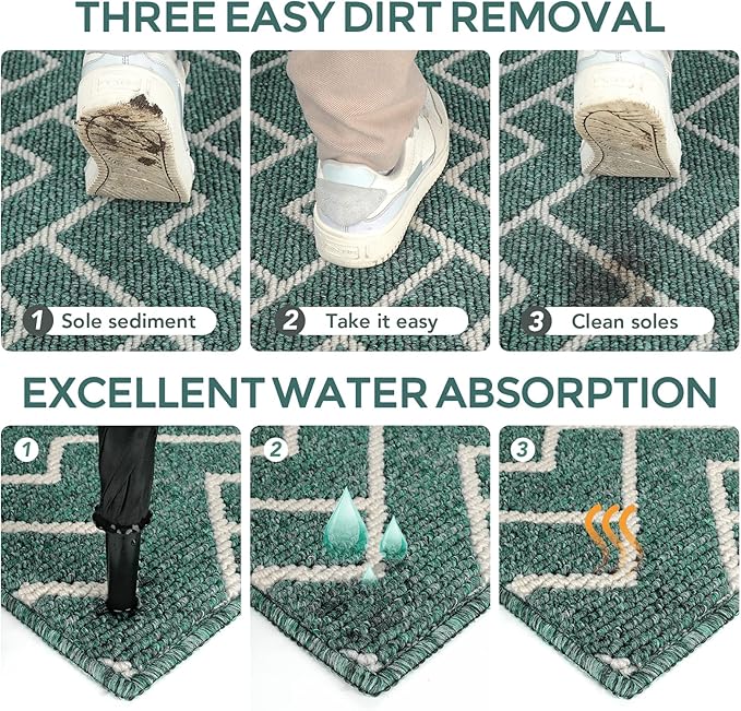 hicorfe Kitchen Rugs and Mats,Kitchen Mats for Floor,47"x71" Non Slip Runner Rug,Absorbent Resist Dirt Comfort Standing Mat Machine Washable for Entryway,Hallway,Front of Sink(Lake Blue)