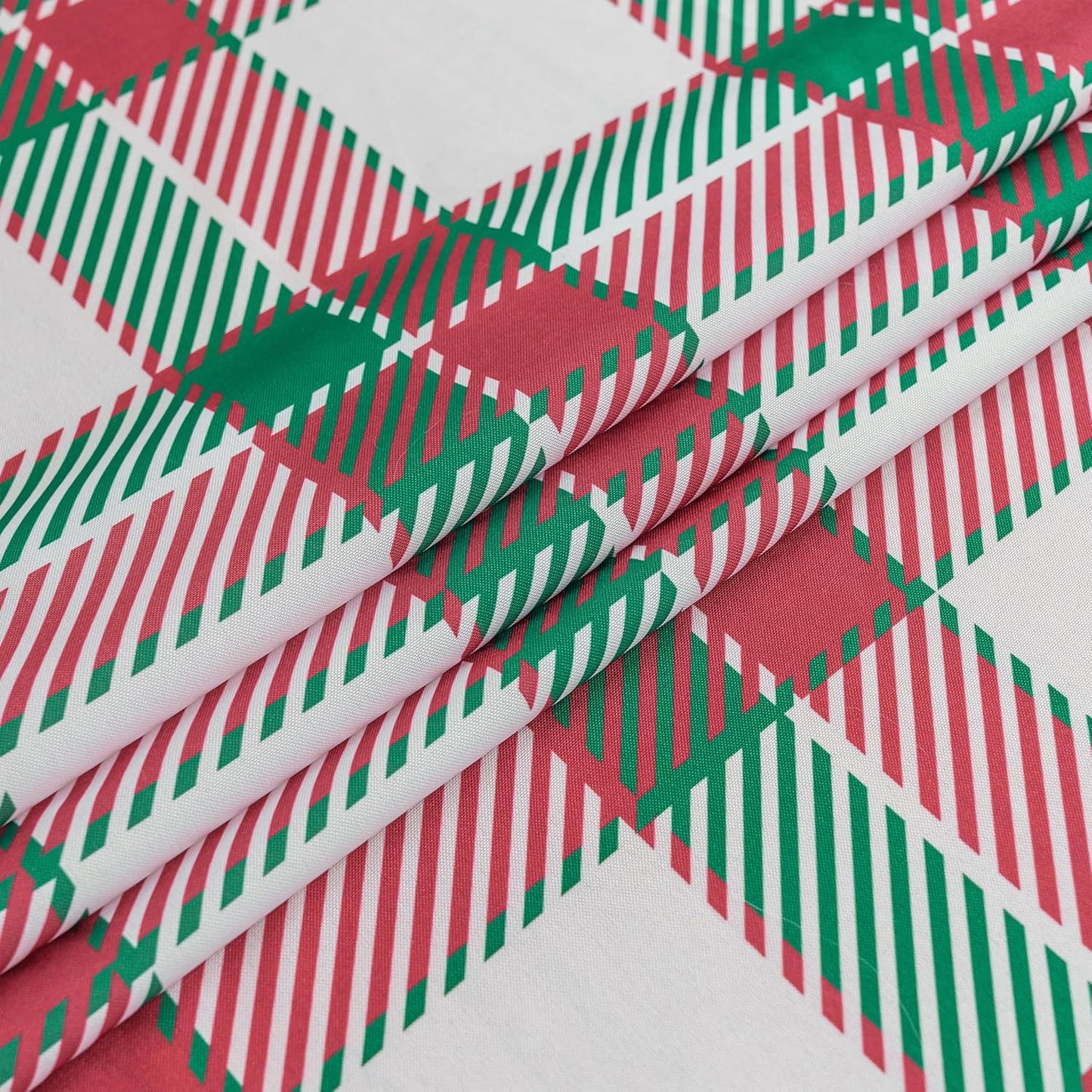 Jubilantex Square 120" inch Tablecloth Green and Red Plaid Waterproof Wrinkle-Free Washable Christmas Decoration Fabric Table Cover for Dining Outdoor Party Holiday Kitchen,60 x 120 inch