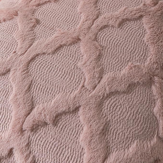Set of 2 Soft Moroccan Throw Pillow Covers 22x22 Inch Plush Boho Decorative Pillow Cover Accent Cushion Case for Couch Sofa Bed, Pink