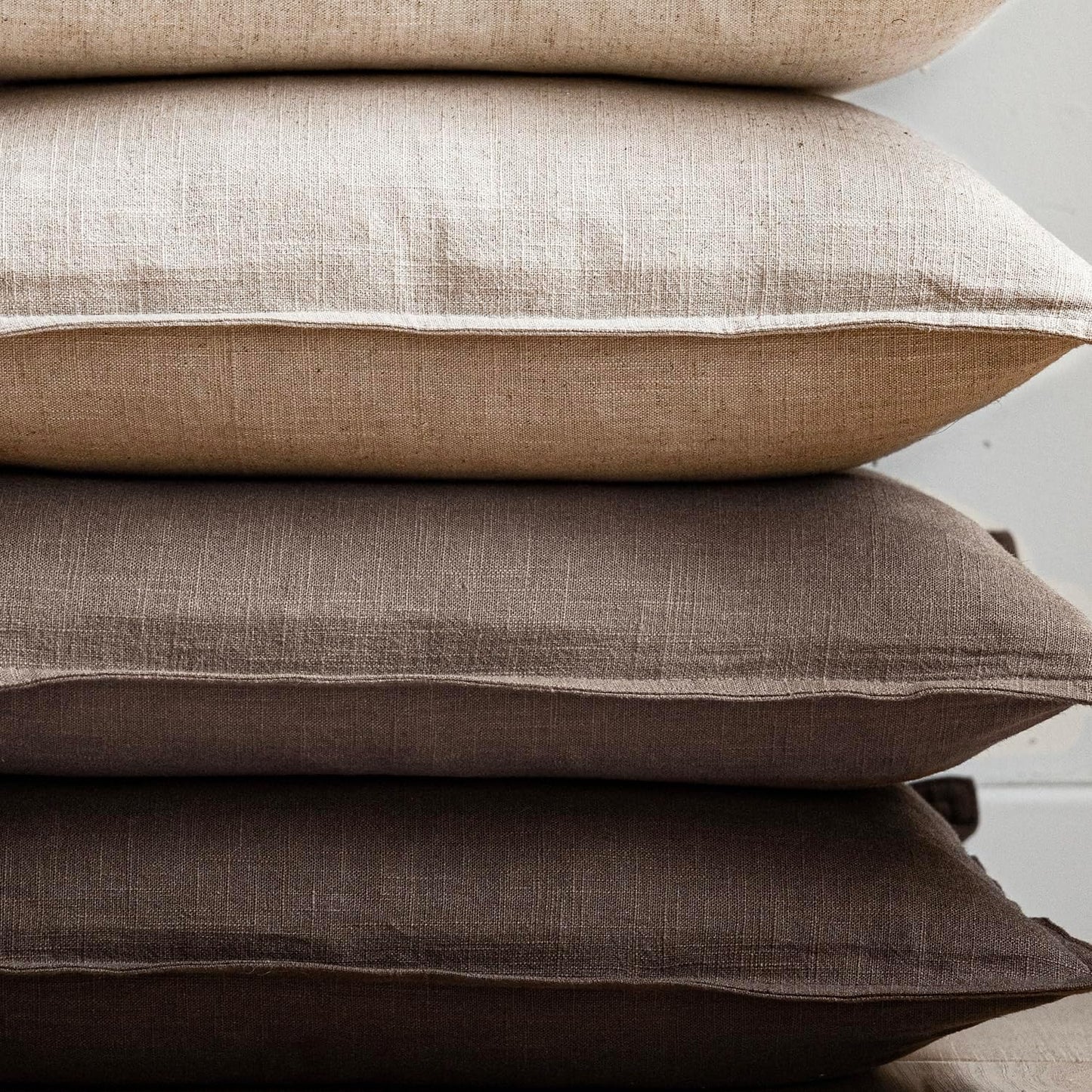 Foindtower Set of 2, Decorative Linen Soild Throw Pillow Covers Soft Accent Euro Cushion Case Farmhouse Neutral Pillowcase for Chair Couch Sofa Bedroom Living Room Home Decor 18 x 18 Inch Light coffee