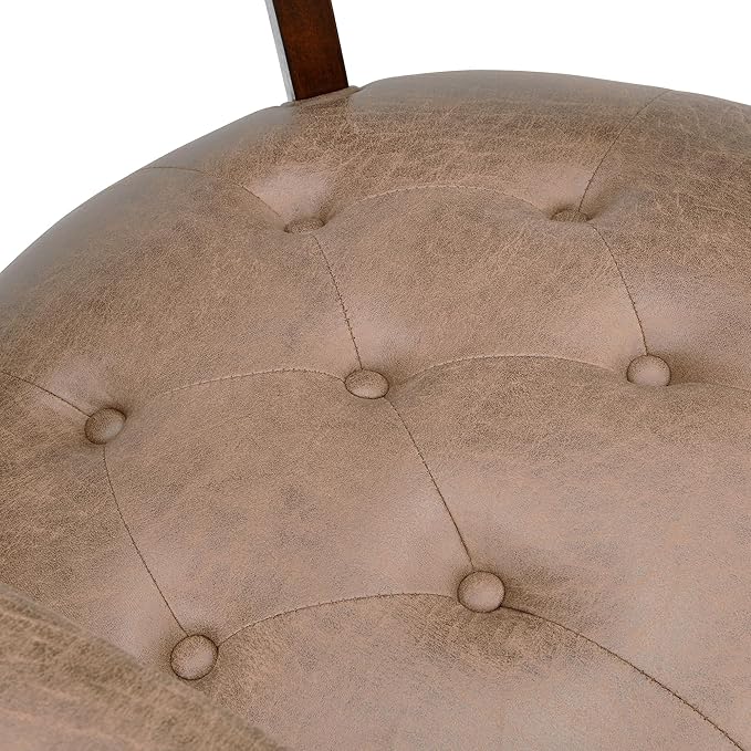 Solid Wood Boss Caption's Chairs,Dinning Chairs with Wheels and Arms,Office Desk Chairs, Classic Swivel Accent Chairs with Upholstered,Dinner Chairs, 31.5¡±H for Living Room Light Brown SY1533LT