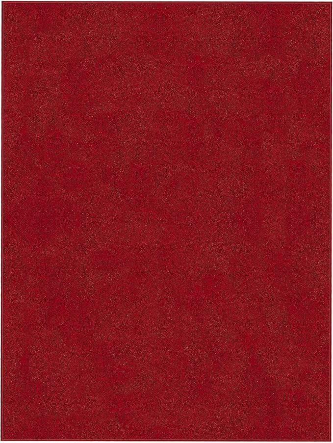 Ottomanson 2'7" x 5' Ultra-Thin Area Rug Durable Non-Slip Carpet for High-Traffic Areas - Fits Under Doors for Easy Use - Ideal for Living Room, Bedroom, Kitchen, Bathroom & Entryway, Red