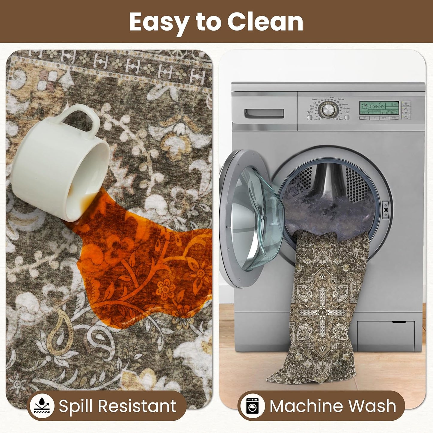 Washable Runner Rug 2.5x8 | Non Slip Rug Runners for Hallways, Entryways, Kitchens, Bathrooms, Bedrooms | Ultra-Soft Flannel Carpet Runners with Rubber Backing (Moss, 2.5x8)