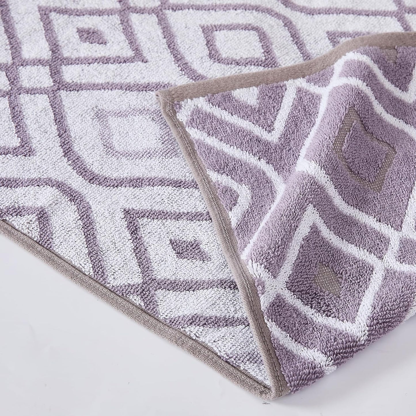 Modern Threads Oxford 6-Piece 100% Cotton Towel Set – Yarn Dyed Jacquard & Solid – Includes 2 Bath Towels, 2 Hand Towels, 2 Washcloths – Absorbent, Quick Dry, Soft & Durable – Lavender