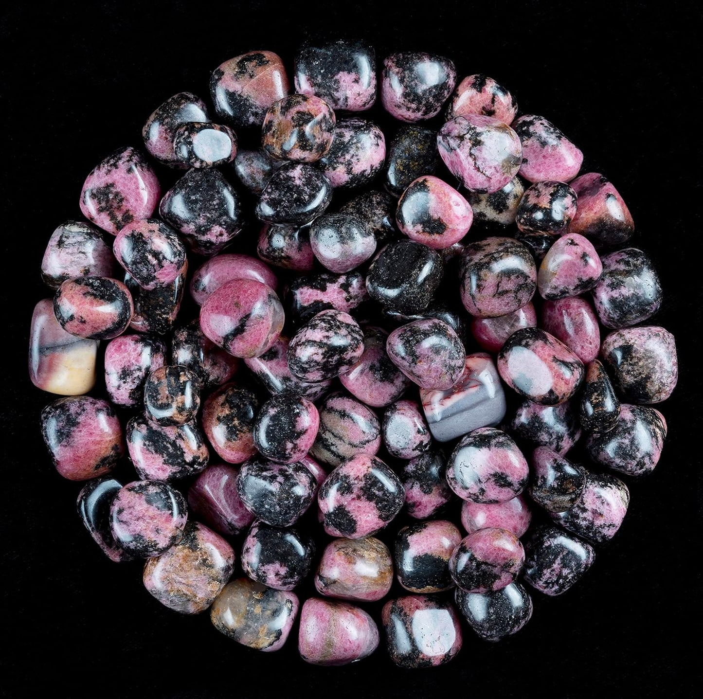 Crocon 1lb Rhodolite Tumble Stones Stones Set | Pocket Crystal Healing Gemstones | Tumble Collection Palm Stone | Good Luck |Charm Gift Craft | Home Decor Size: 20-25 mm