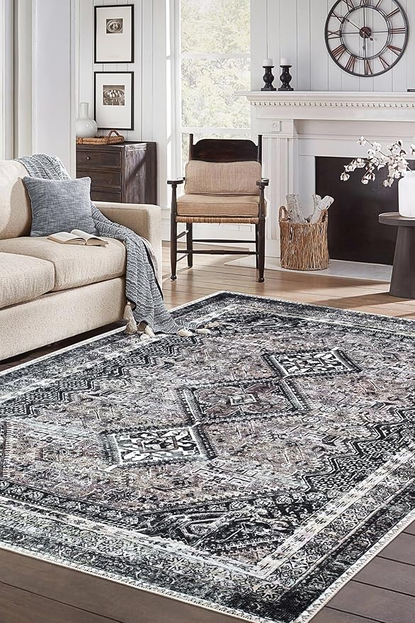 Keen Home Design 10x14 Rug - Machine Washable Area Rug with Non-Slip Backing, Ideal for Living Room, Dining Room, Bedroom - Vintage, Easy Clean, Durable, Low Pile Rug - (9'7" x 14')