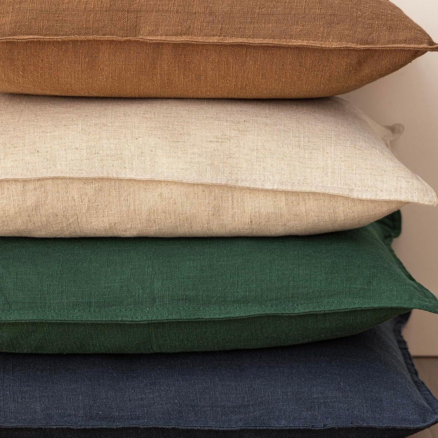 Foindtower Set of 2, Decorative Linen Soild Throw Pillow Covers Soft Accent Euro Cushion Case Farmhouse Neutral Pillowcase for Chair Couch Sofa Bedroom Living Room Home Decor 18 x 18 Inch Pine Green