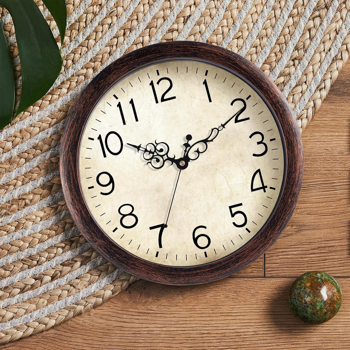Wall Clock, Vintage Wall Clocks Battery Operated Quartz Silent Non-Ticking 8 Inch Retro Rustic Style Clock Decorative for Kitchen,Bathroom Home Office (Bronze)