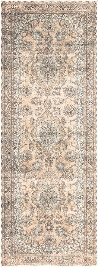 Keen Home Design 2x7 Rug - Machine Washable Runner Rug with Non-Slip Backing, Ideal for Hallway, Entryway, Kitchen, Laundry Room - Vintage, Easy Clean, Durable, Low Pile - (2'6" x 7')