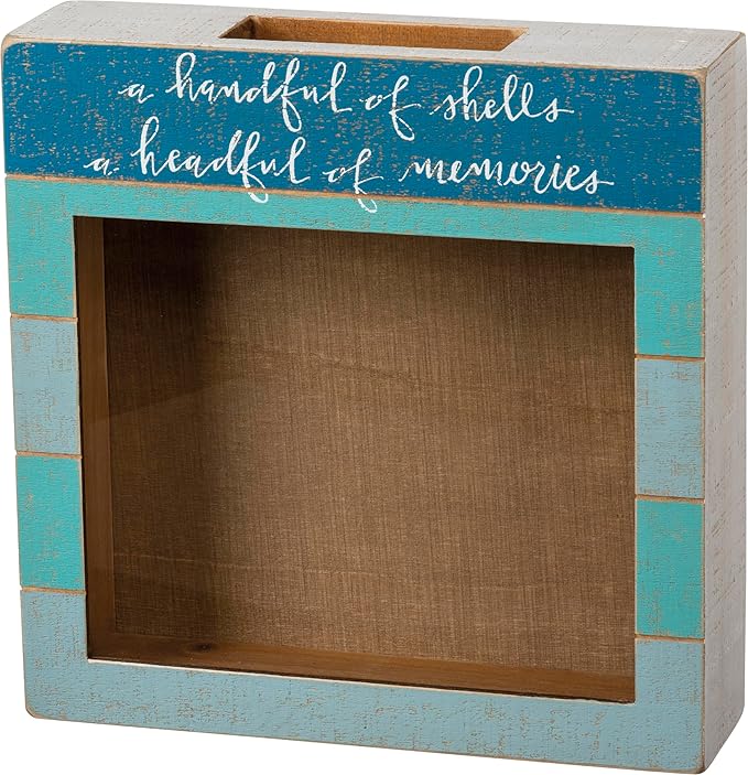 Primitives by Kathy Seashell Holder - Coastal Decor, Glass Display, Treasure Chest, Room and Bedroom Decor