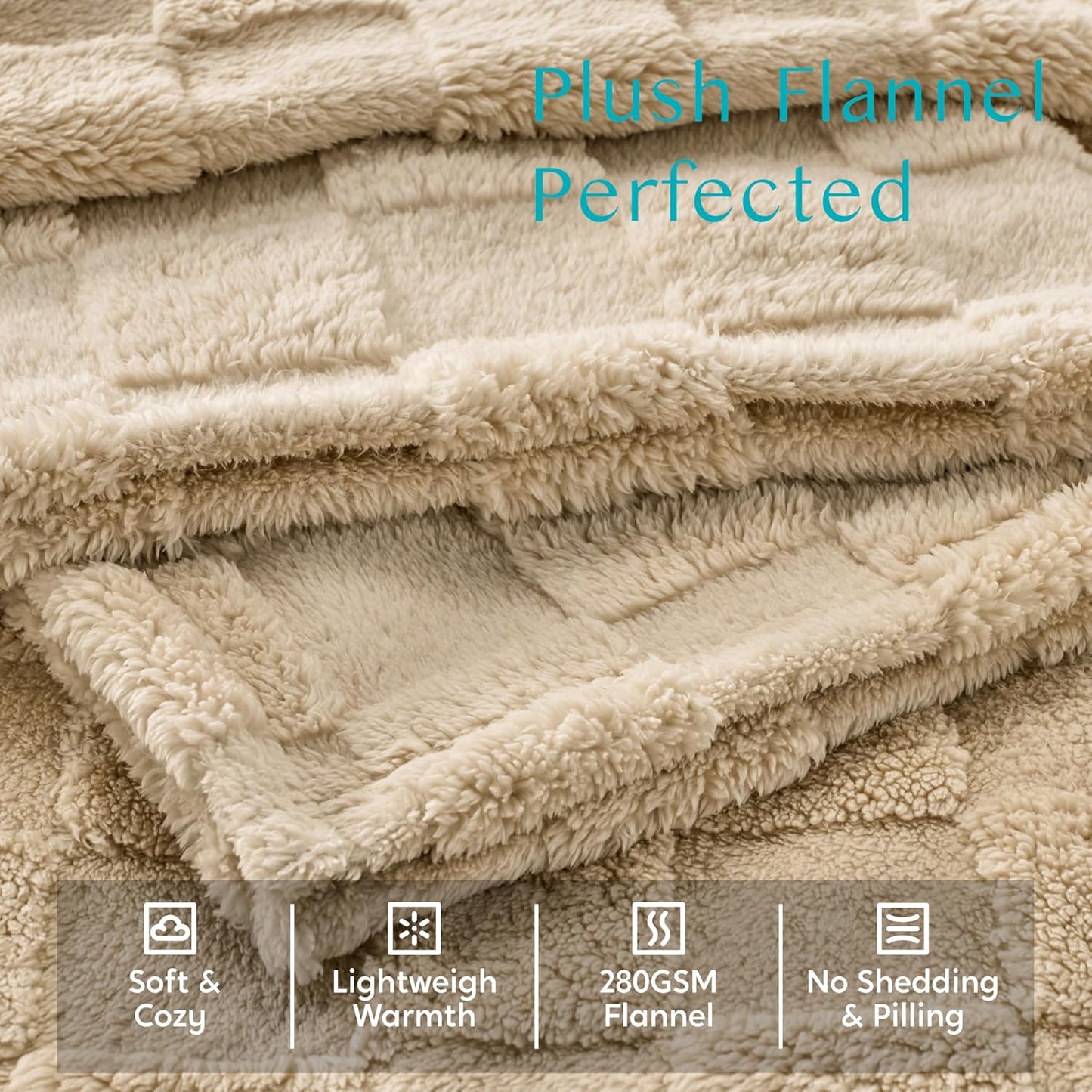 Joiedomi Twin Blanket for Bed, Soft Brown Fleece Checkered Blankets Gifts for Women Mom Girls, 280GSM Cozy Cute Soft Throw Home Room Decor Aesthetic Gifts 60x80 Inches