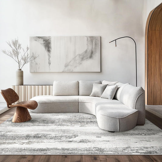 Area Rugs 8x10 for Living Room Bedroom Machine Washable Large Gray Area Rug Abstract Soft Throw Rug, Indoor Floor Cover, Lightweight Non Slip Backing Thin Rug