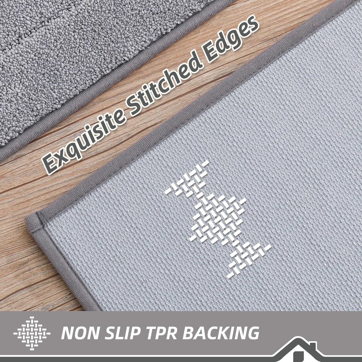 BEQHAUSE Kitchen Runner Rug 20”x59” Washable Non Slip Kitchen Mats for Floor Absorbent Soft Kitchen Rugs for Floor,Sink,Hallway,Laundry,Grey